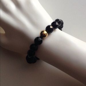 Black Jade & Lava Stone Beaded Bracelet